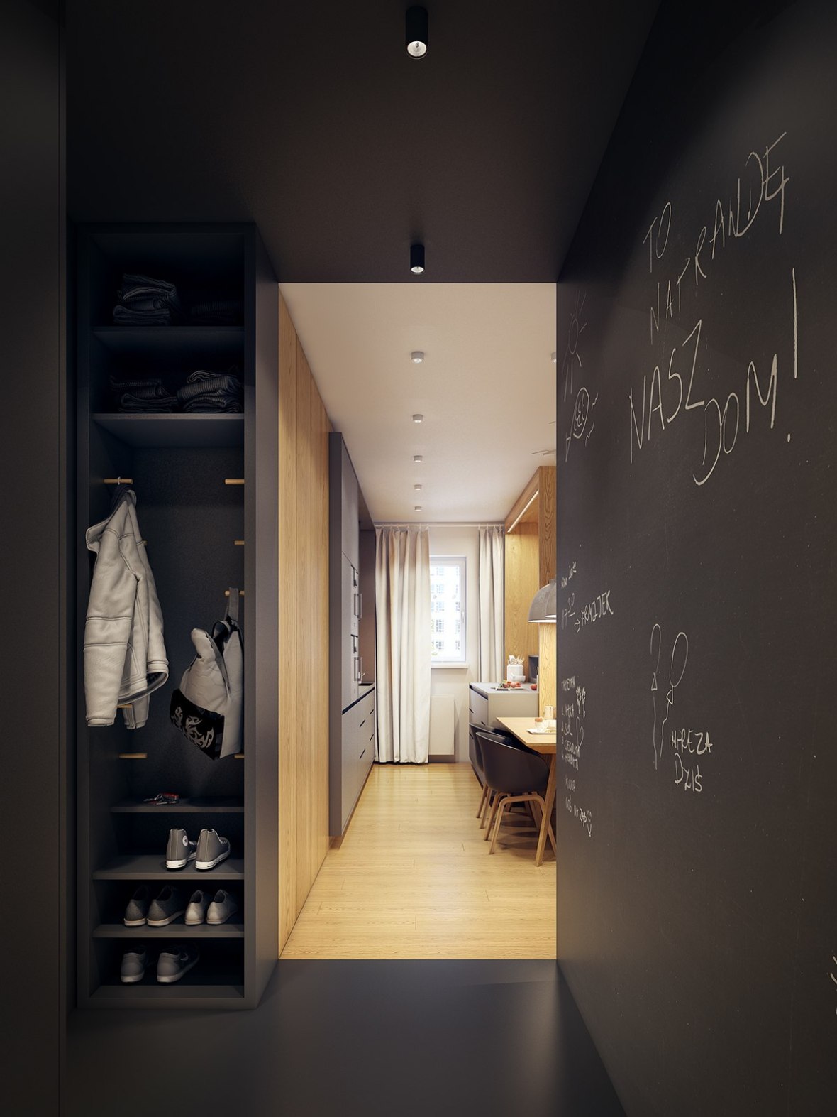 all-black-apartment-entryway
