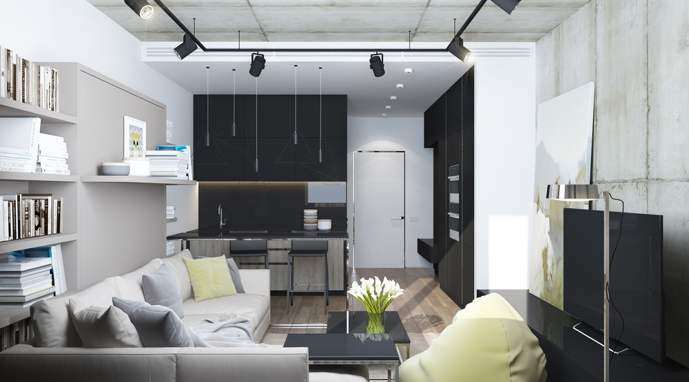 grayscale-studio-apartment-decor